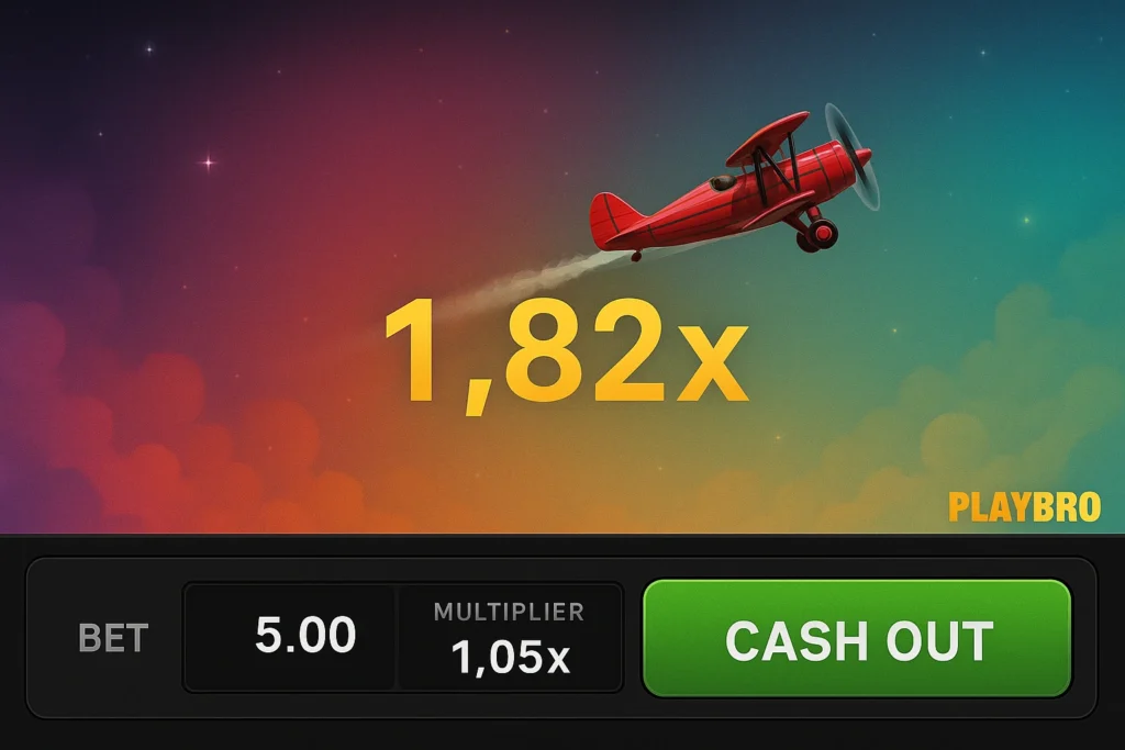 Playbro Aviator game interface showing plane in mid-flight with multiplier numbers. Ideal for Playbro Aviator Predictor guide and online betting content.