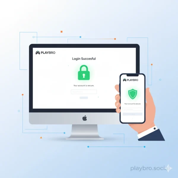 User logging into Play Bro on desktop and mobile devices with secure login